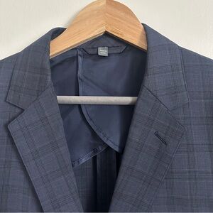 BONOBOS Checkered Blazer Marlane Wool Stretch - Navy